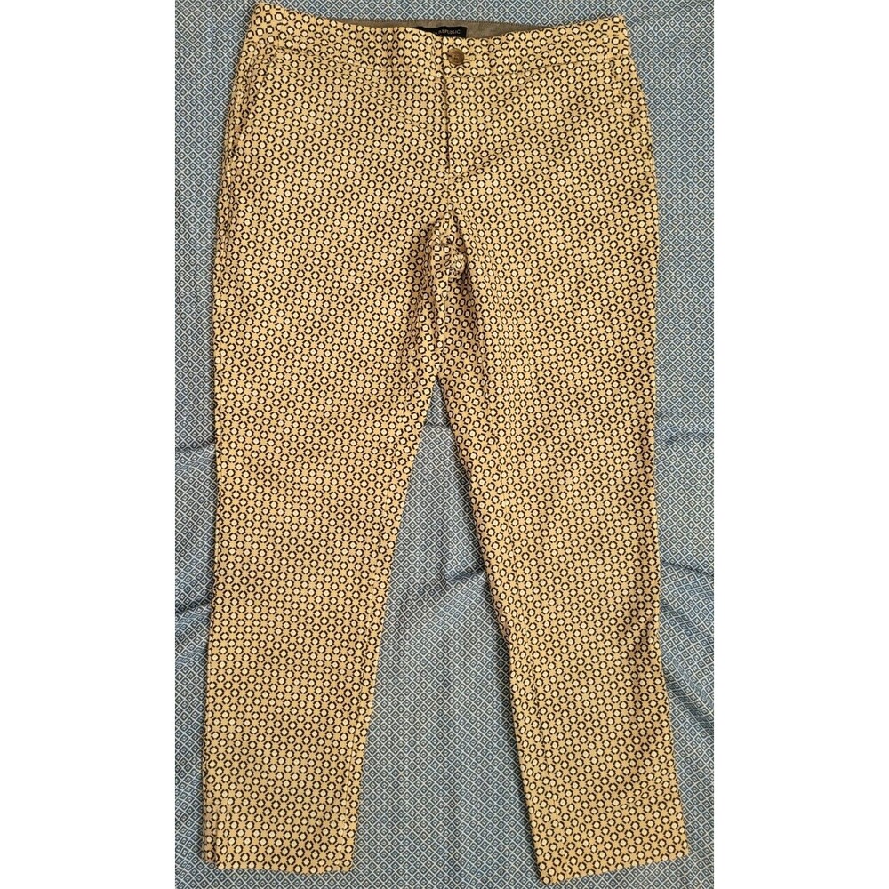 Banana Republic Hampton Fit Pants Beige Geometric Pattern Size 2